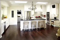 Light floor in the interior of the kitchen living room