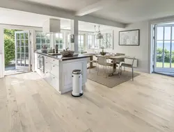 Light floor in the interior of the kitchen living room