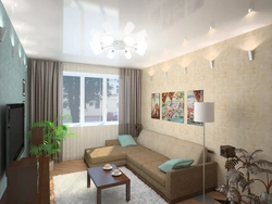 Interior of a hall 16 sq m photo in an apartment with a balcony