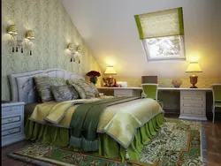 Спальня в мансарде со скошенным потолком дизайн фото