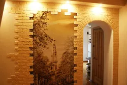 Artificial stone for interior decoration in the hallway photo of interior walls