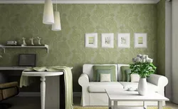 Green Wallpaper For Walls In The Living Room Interior