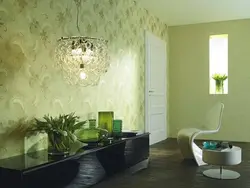 Обои зеленые для стен в интерьере гостиной