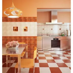 Tiles And Wallpaper On One Wall Kitchen Photo