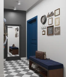 Blue hallway design photo