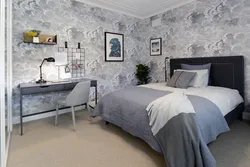 Обои для спальни серые комбинированные фото дизайн