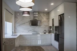 Kitchen wall design without upper cabinets