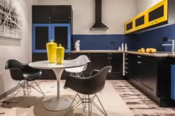 Blue and yellow kitchen design