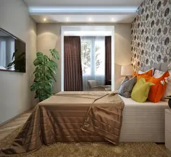 Rectangular bedroom interior with one window photo