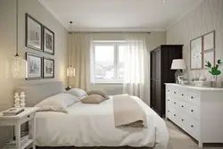 Інтэр'ер спальні прамавугольнай формы з адным акном фота