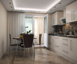 Kitchen design for a 12 sq.m apartment with a balcony