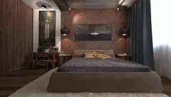 Bedroom interior loft wood