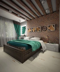 Bedroom interior loft wood