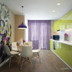 Color combination of wallpaper for the kitchen photo