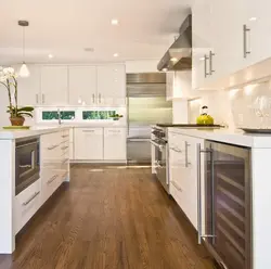 Photo of a kitchen with wood flooring