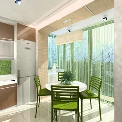 Kitchen design 18 meters with balcony