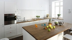 Photo of the kitchen minimum of upper cabinets