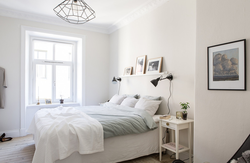 Bedroom interior with white walls