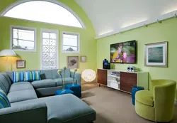 White-green living room photo