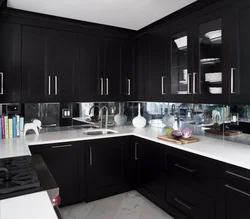 Kitchen Interior With Black And White Apron Photo