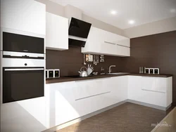 Kitchen Interior With Brown Floor