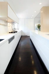 Kitchen interior with brown floor