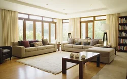 Living Room Interior With Three Windows