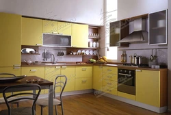 Kitchen interior yellow brown