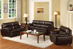 Living room interior with leather