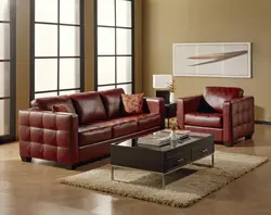Living room interior with leather