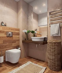 Combination of wood colors in the bathroom interior