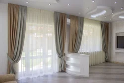 Modern Curtain Design For The Living Room With Two Windows And A Wall