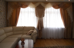 Modern Curtain Design For The Living Room With Two Windows And A Wall