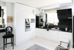 Black And White Kitchen In The Interior Real