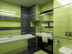 Серо зеленый дизайн ванной