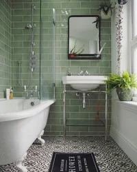Серо зеленый дизайн ванной