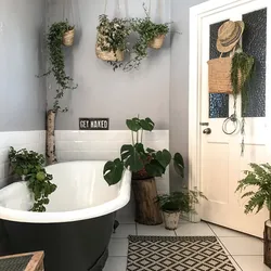 Bathroom design with flowers photo