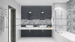 Белая ванная комната с серым полом дизайн