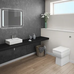 White Bathroom With Gray Floor Design