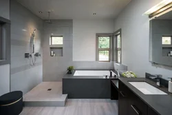 Белая Ванная Комната С Серым Полом Дизайн
