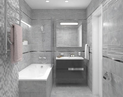 White Bathroom With Gray Floor Design