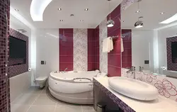 Үшбұрышты ваннасы бар ванна бөлмесінің дизайны