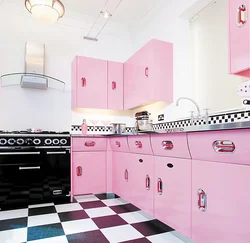 Small Pink Kitchen Design Photo