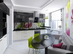 Kitchen Design In Gray Tones Photo With Bright Accents