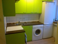 Design Of A Small Kitchen 5 Meters With A Refrigerator And A Washing Machine
