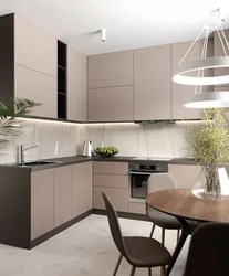 Corner kitchen with TV design in modern style