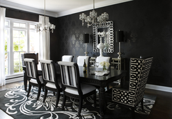 Kitchen Living Room Interior In Black Tones