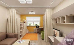 Children's living room 16 sq m design