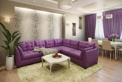 Purple walls in the living room interior