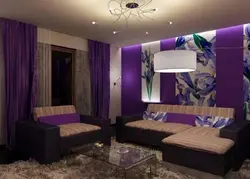 Purple walls in the living room interior